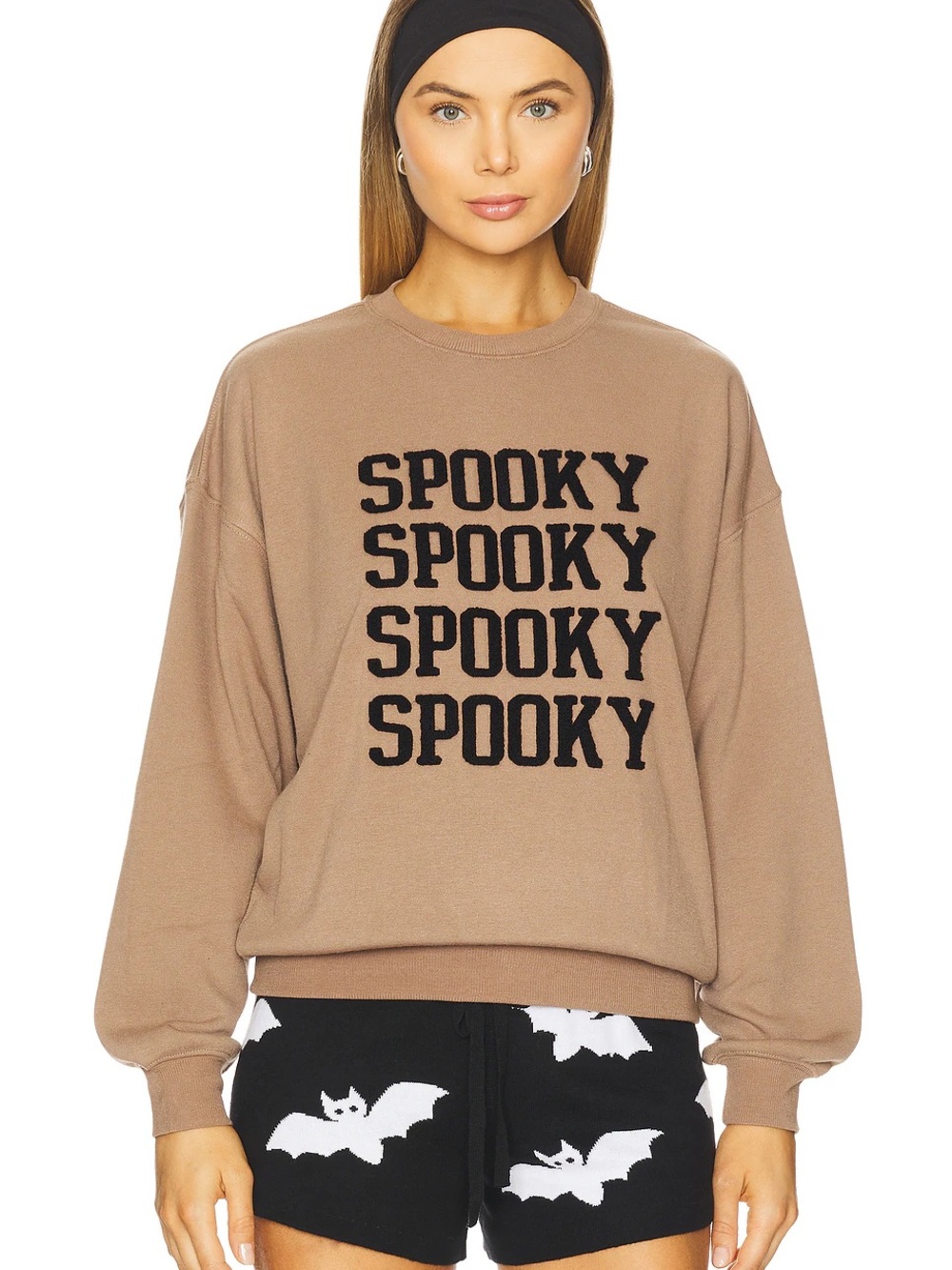Beach Riot Taupe Graphic 'Spooky' Crewneck Sweater